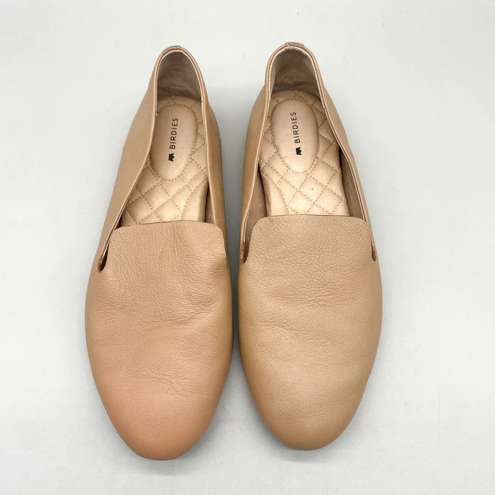 Birdies Womens 8.5 The Starling Smoking Slipper Loafers Tan Leather Chic Preppy